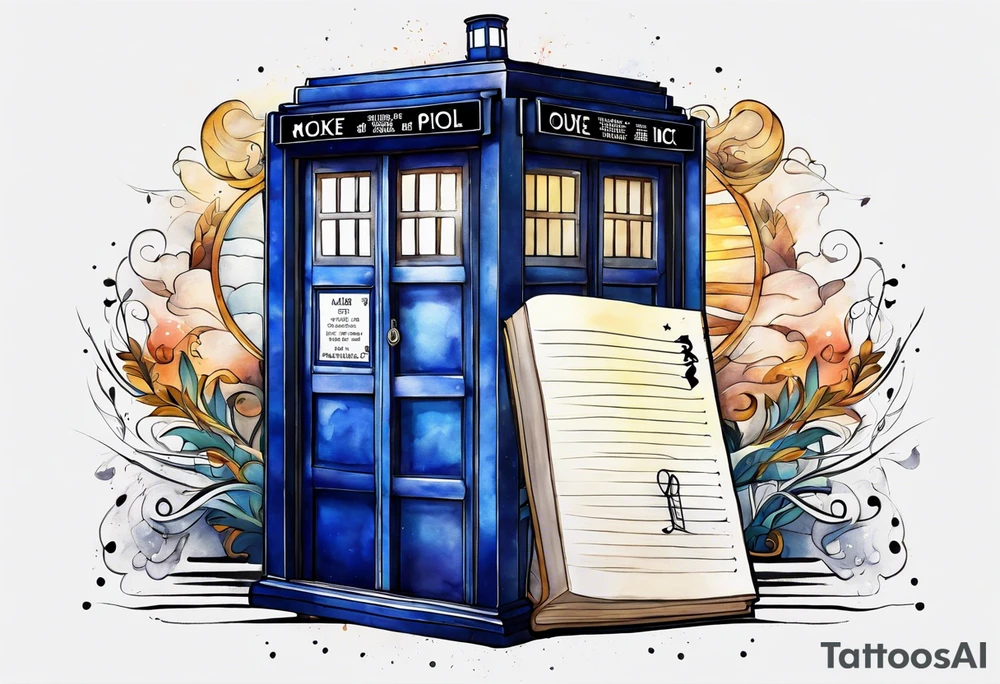 A closed diary that looks like the tardis. tattoo idea