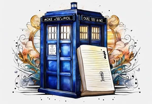 A closed diary that looks like the tardis. tattoo idea
