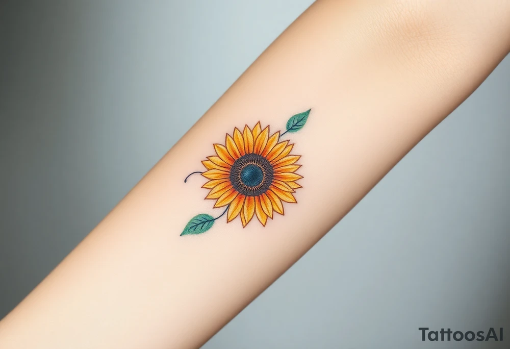 Word "PHUONG" written vertical with the sunflower. tattoo idea