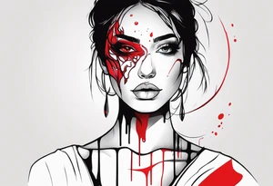 Bleeding tear overdraining to down from  one red symmetrical 
 eye tattoo design tattoo idea
