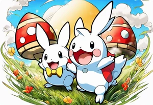 Togepi and todidile playing together in a field tattoo idea