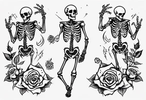 Dancing skeleton off a rose tattoo idea
