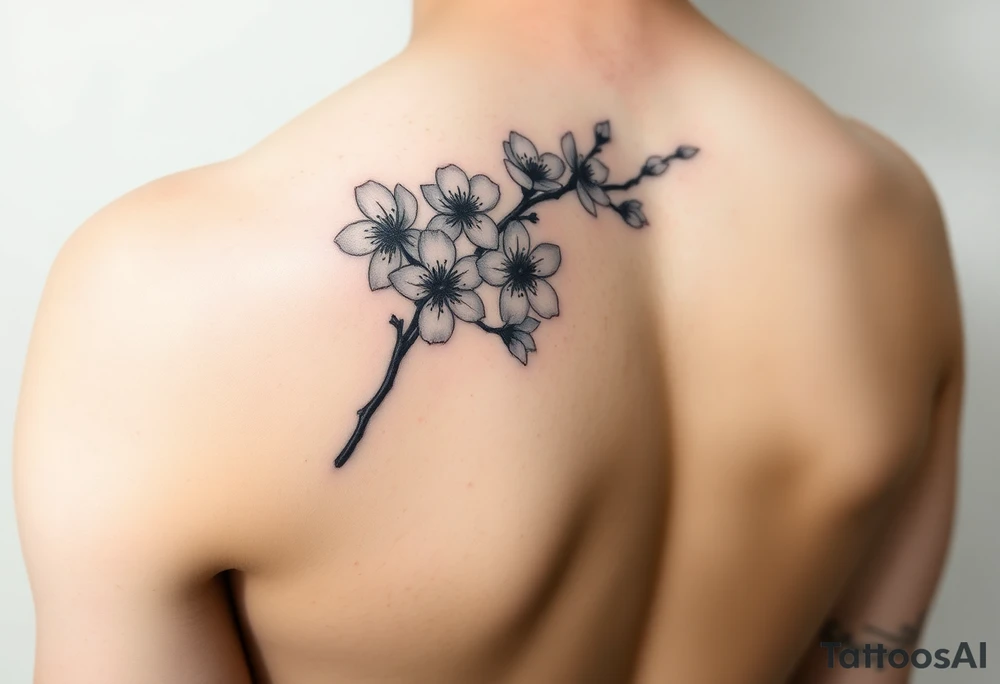 Cherry blossom branchwith rund petals tattoo idea