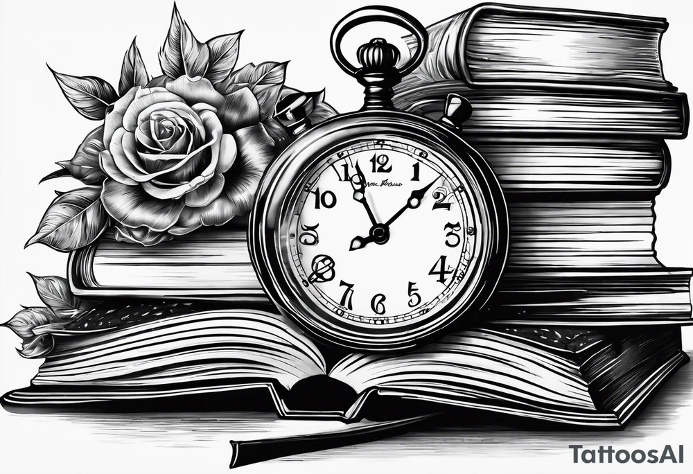 Stack of books with reference to time tattoo idea