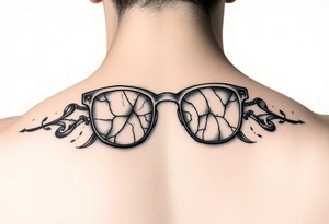 cracked glasses memory of poor eyesight reminder to take care of eyesight, men's tattoo tattoo idea