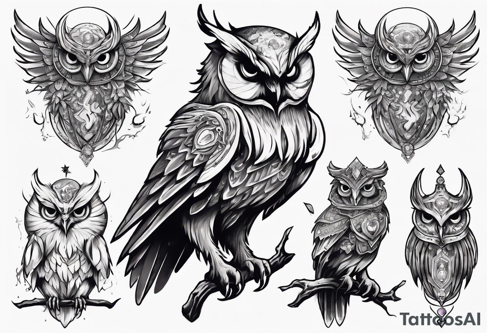 The Demon Owl Stolas, a Prince of Hell who is obsessed with gems, knowledge of astrology and poisonous plants. tattoo idea