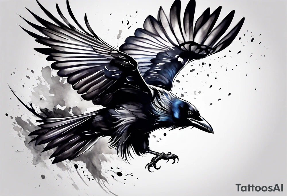 crows in flight tattoo idea