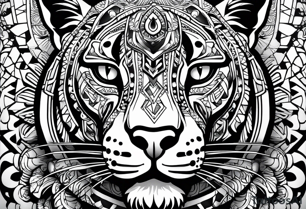 aztec black jaguar sitting tattoo idea