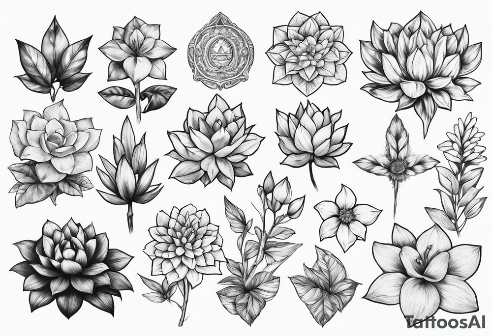 Collection of Hyrule plant tattoo idea