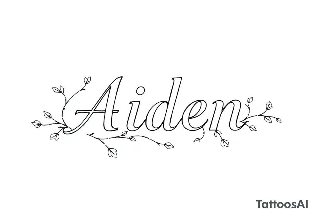 The name Aiden with vines tattoo idea