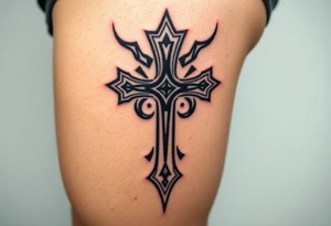 head down cross tattoo idea