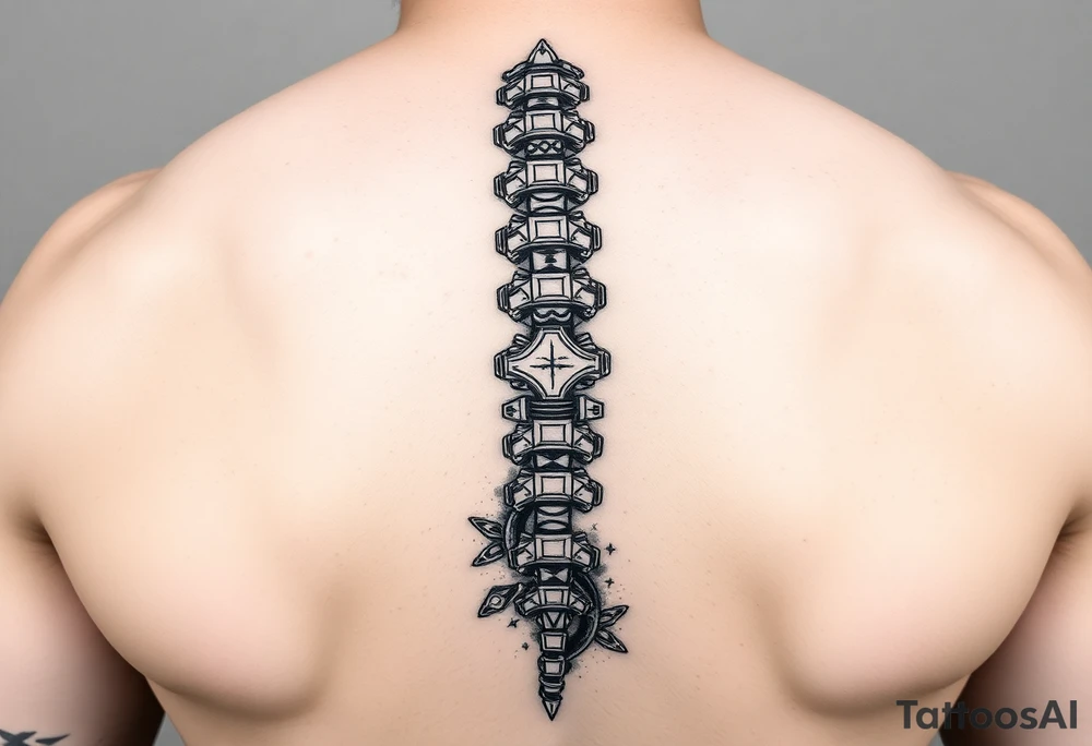 star wars theme black and white spine tattoo tattoo idea