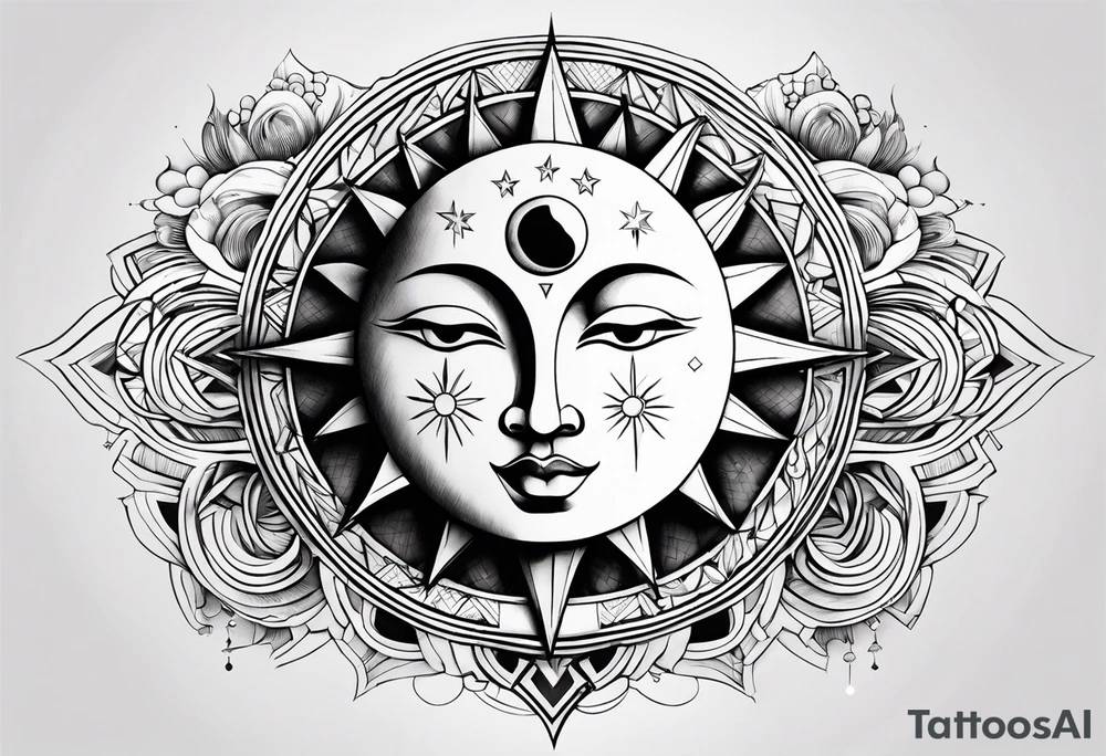 Sun and moon tattoo idea