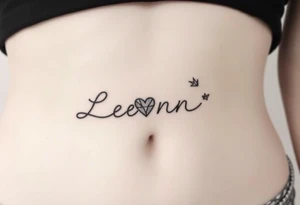 The name Leann going down ribs with heart and paper planes tattoo idea