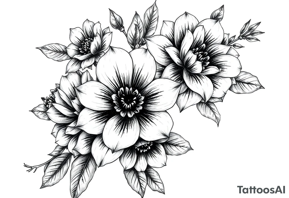 ornaments of flowers tattoo idea