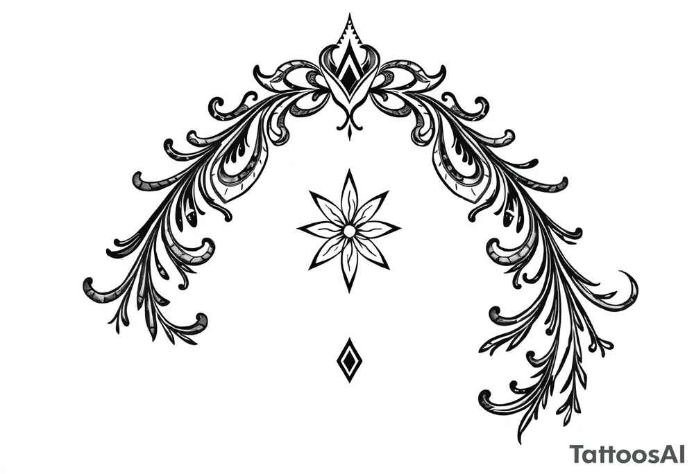 mytical shaman and mytolog style ornametn with ancient rhyme tattoo idea