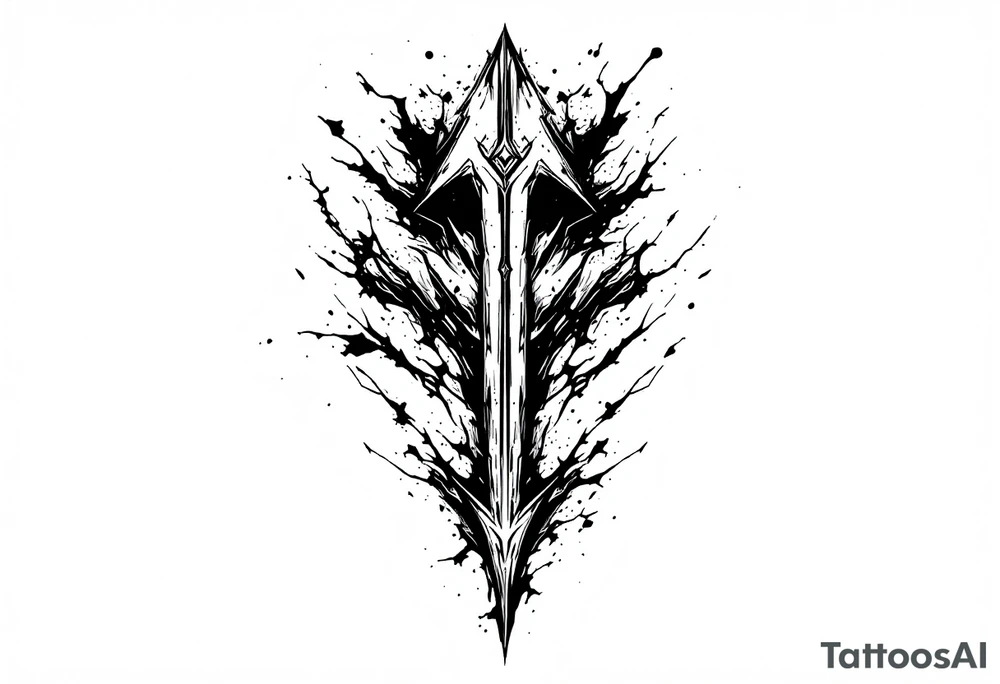 thick arrow look down tattoo idea
