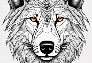 A modern take using sharp geometric shapes to form the outline and details of a wolf's face. This could be a more abstract and artistic approach. tattoo idea