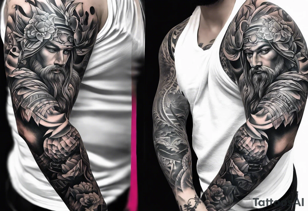 full sleeve tattoo from hand to shoulder on paper tattoo idea