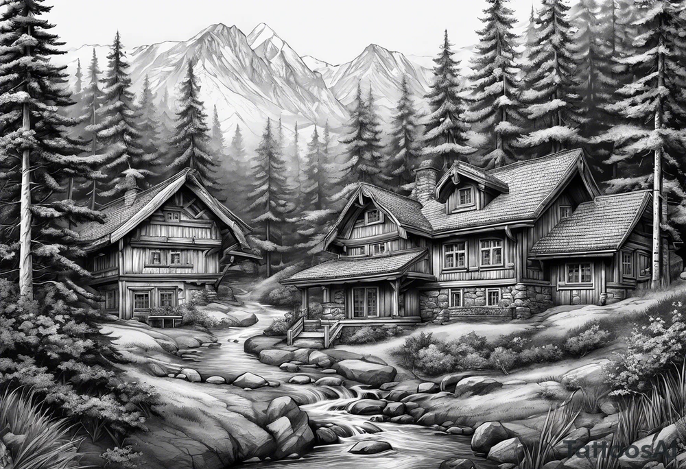 Bergbau, Bergmann, Nadelwald, tattoo idea