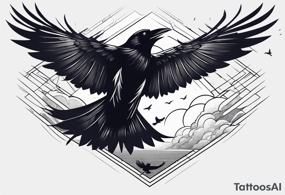 Crows flying out of a man’s back tattoo idea