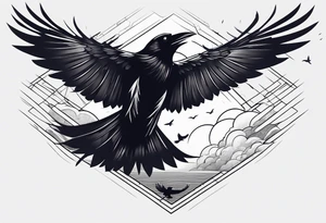 Crows flying out of a man’s back tattoo idea