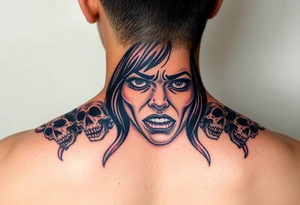 Gangsta sadgirl crying looks gangsta with smoke and skulls tattoo idea