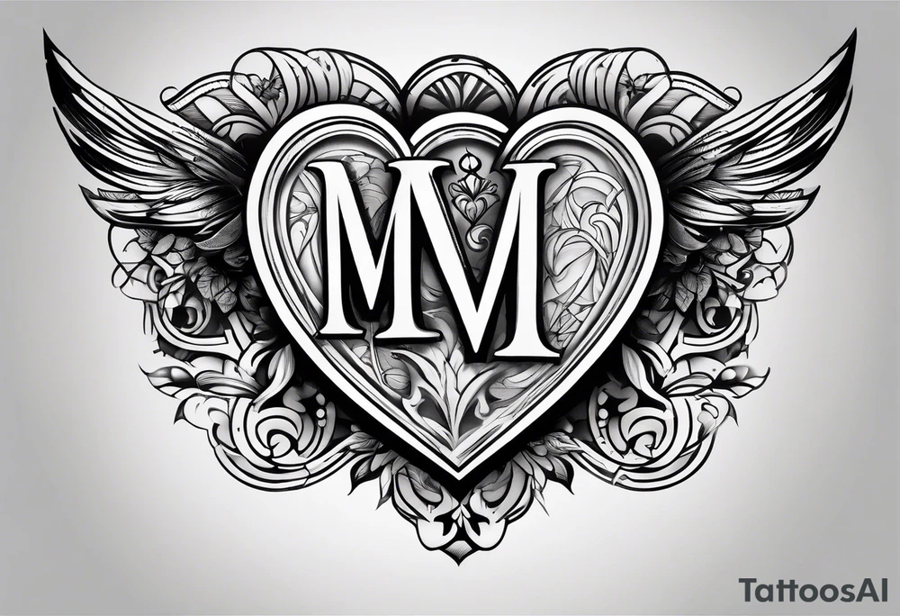 Heart with the letters M and S tattoo idea
