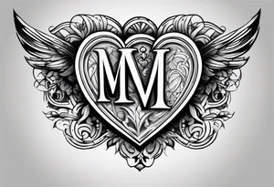 Heart with the letters M and S tattoo idea