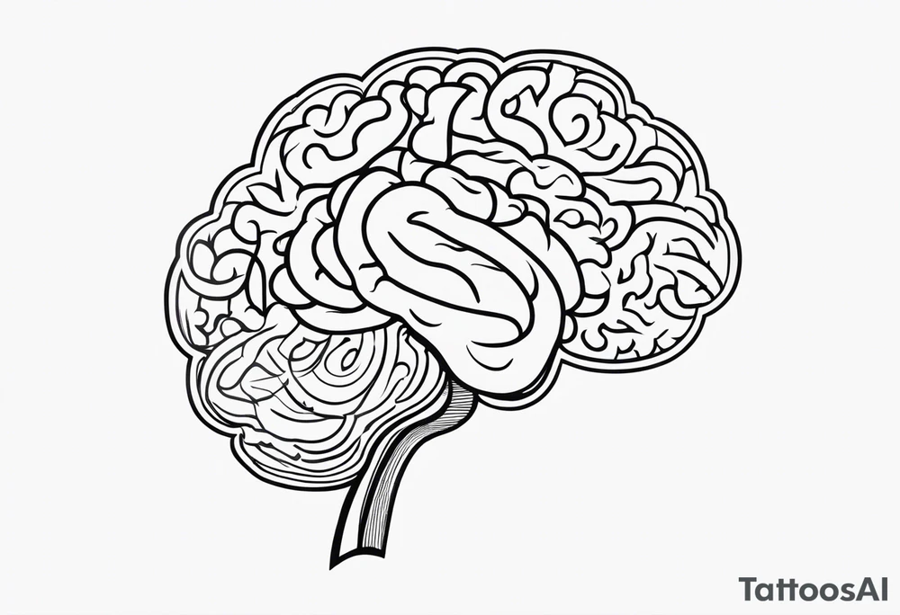 Brain, heart, simple, love, thin lines, abstract tattoo idea