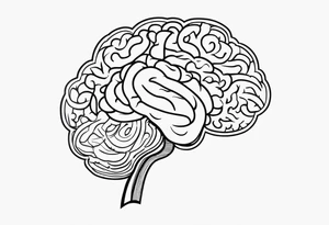 Brain, heart, simple, love, thin lines, abstract tattoo idea