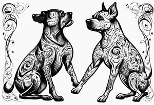 two dogs dancing on their hind legs. tattoo idea