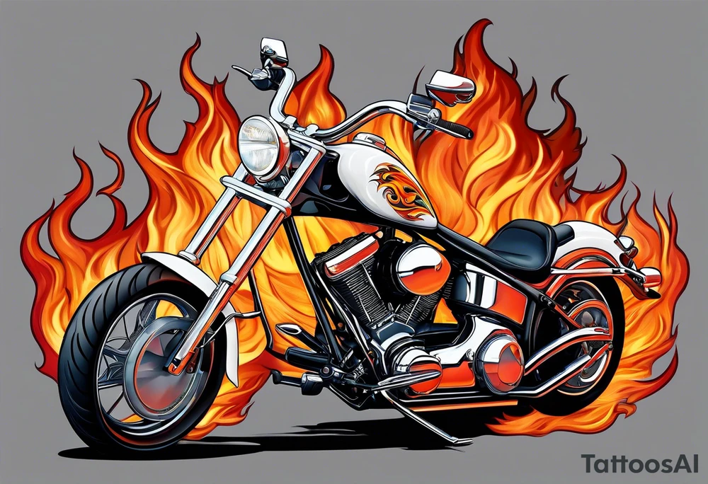 CHOPPER in flame letters with smoke background tattoo idea
