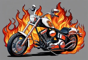 CHOPPER in flame letters with smoke background tattoo idea