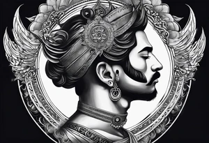 mens throat tattoo with sunrays and om on neck tattoo idea
