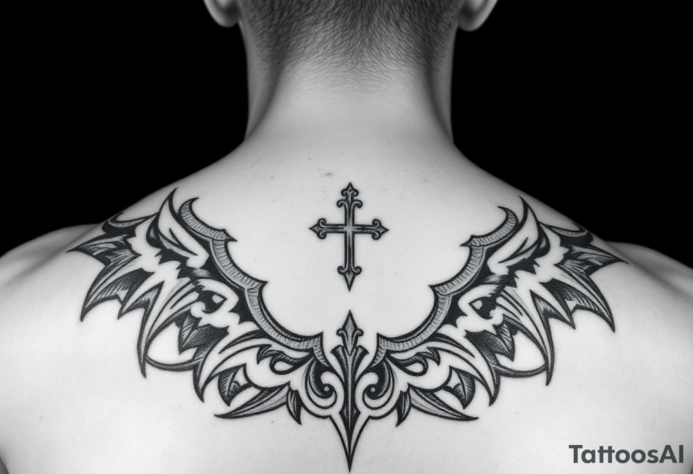Tribal religious full sleeve tattoo idea