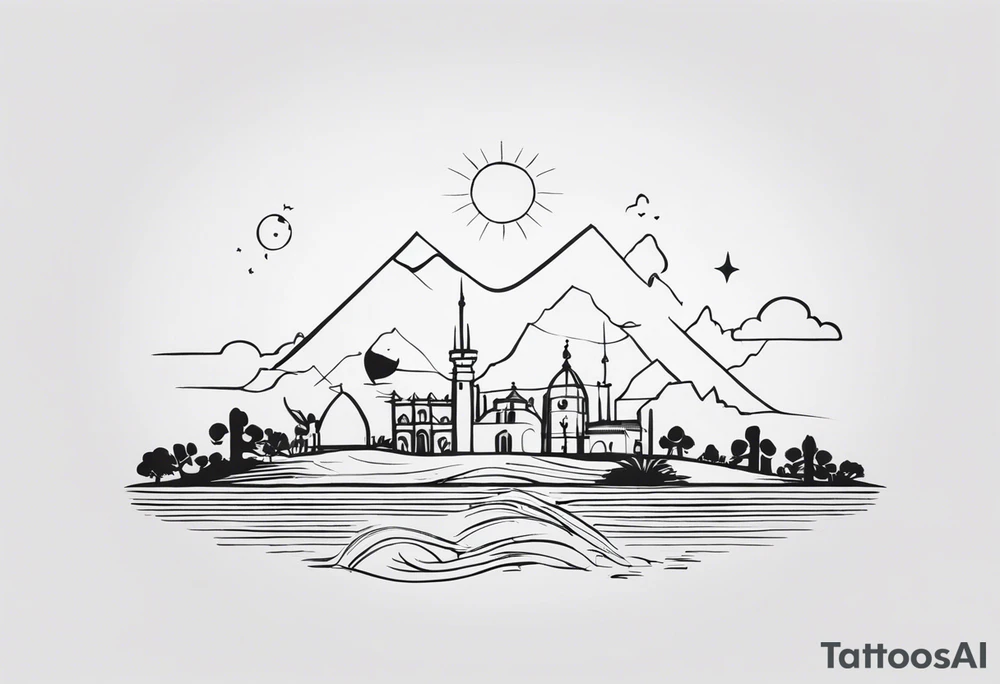 a minimalistic, very small, fine line tattoo symbolizing my love to travel the world and explore new cultures while also including a symbol of my home, my family and friends, who I am very grateful for tattoo idea
