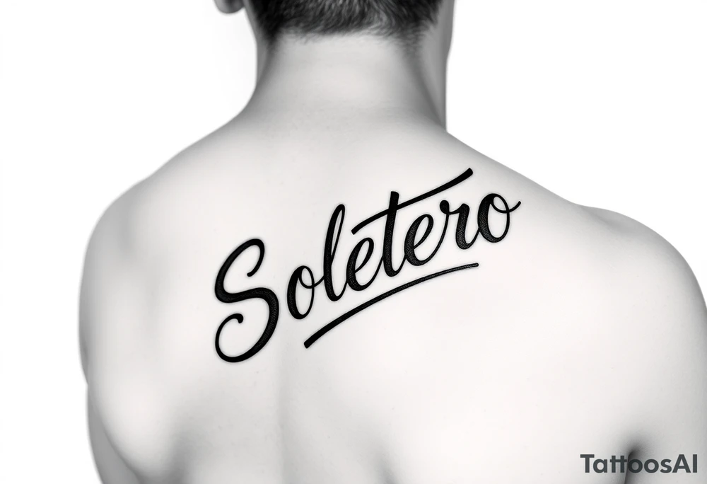 Cursive soltero on right arm tattoo idea