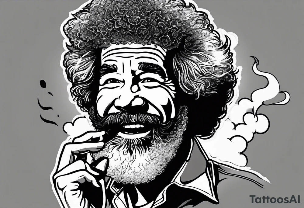 bob ross smoking cigarette tattoo idea