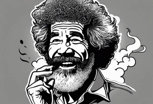 bob ross smoking cigarette tattoo idea