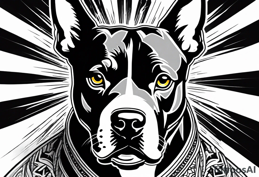 Angry american pitbull terier, lightning bolts eyes, angry face tattoo idea