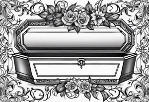 Coffin with leafy vines tattoo idea