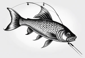 simple fishingrod with the line in water
do not generate a fish no fish tattoo idea
