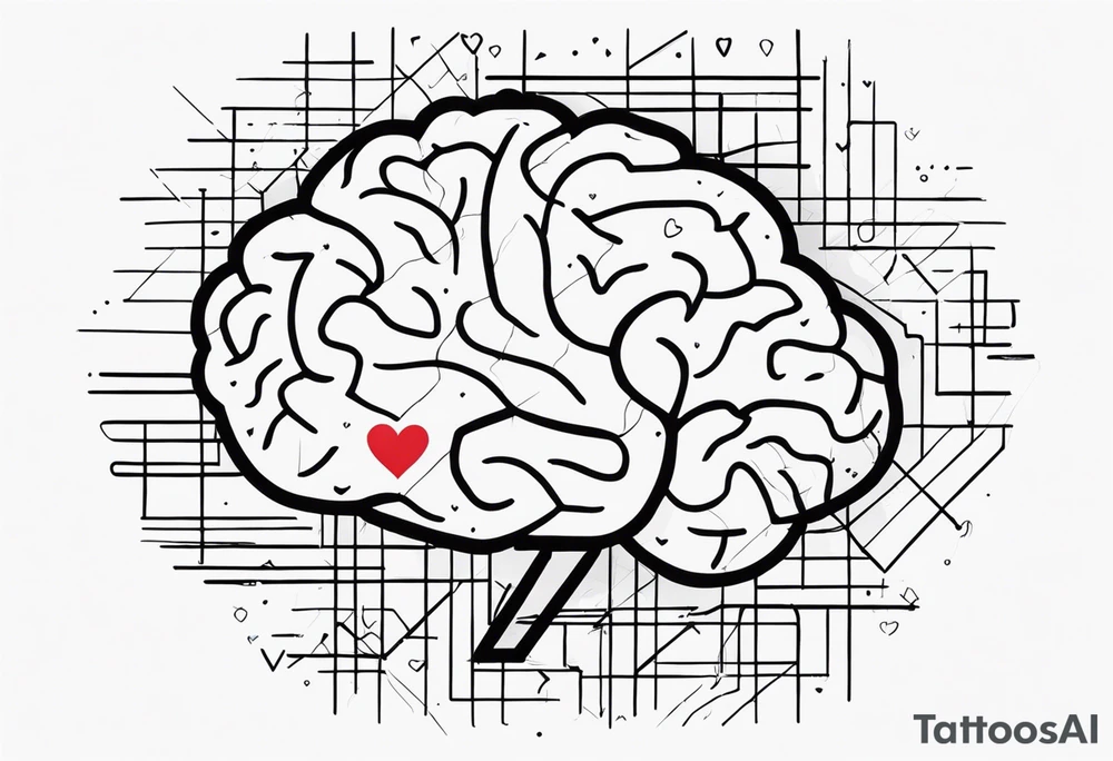 Brain, heart, simple, love, thin lines, abstract tattoo idea Brain, heart, simple, love, thin lines, abstract tattoo idea
