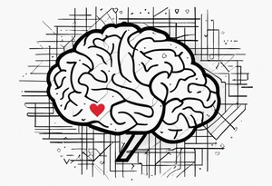Brain, heart, simple, love, thin lines, abstract tattoo idea