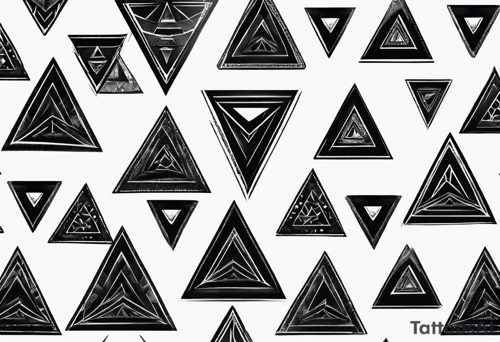 cat in shape of triangle tattoo idea