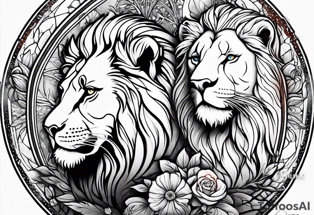 Leo couple animals tattoo idea