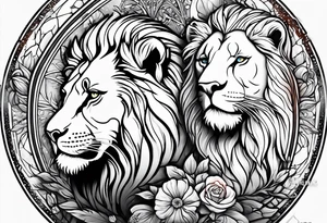 Leo couple animals tattoo idea