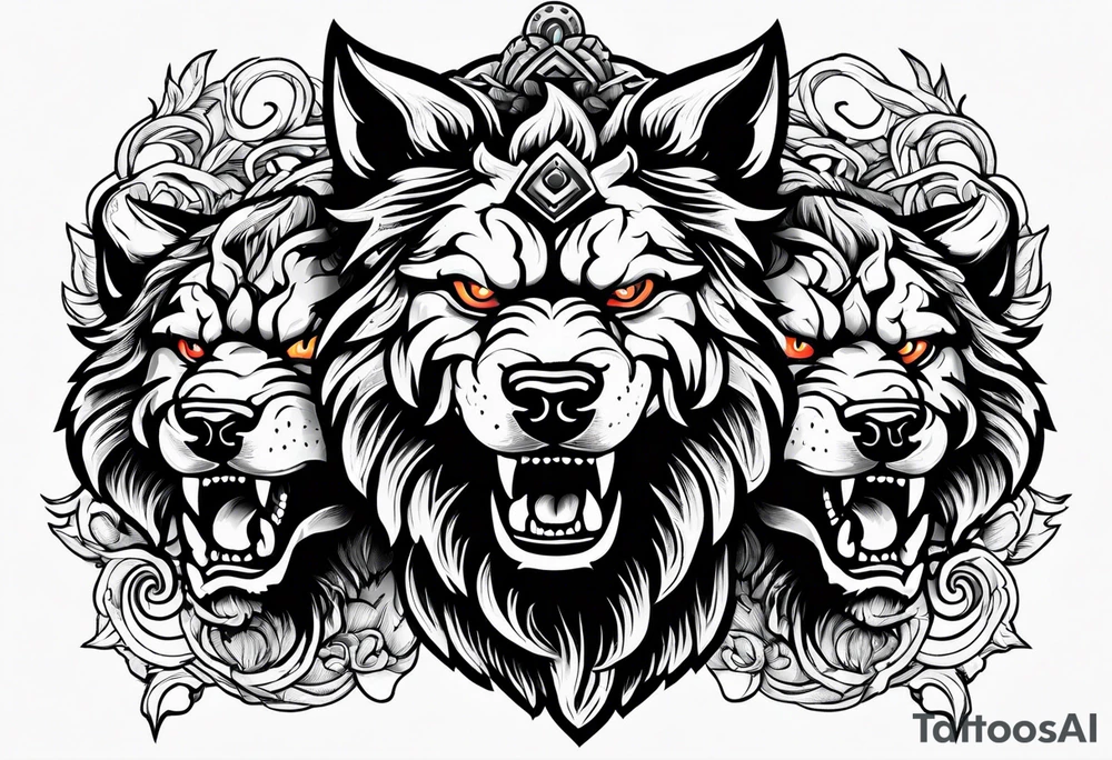 angry Cerberus tattoo idea