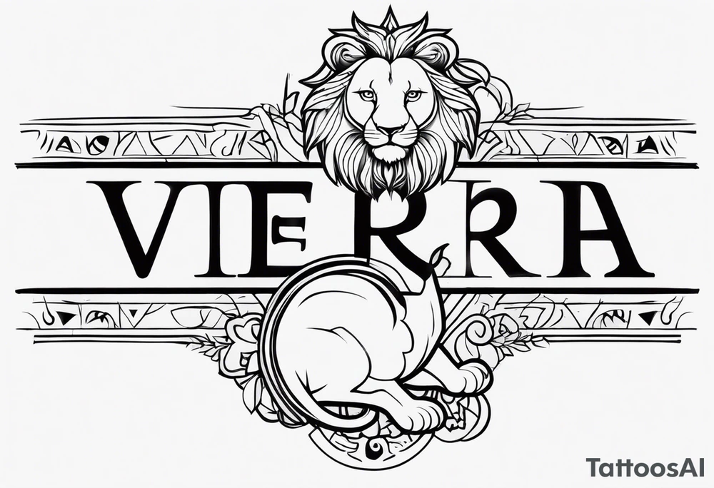 Name VEERA with lion paw marks and an alphabet Y tattoo idea